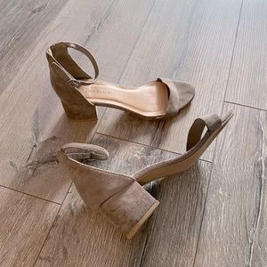 Low Grey Block Heel with Ankle Strap